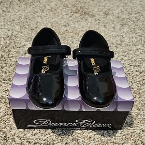 Dance Class Shiny Black Girls Tap Shoes Size 11